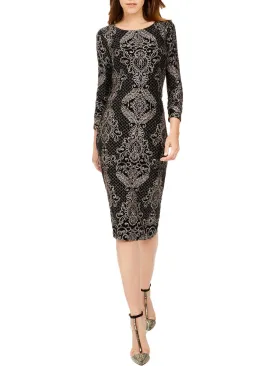 Betsy & Adam Women's Baroque Glitter Sheath Dress Black Size 6