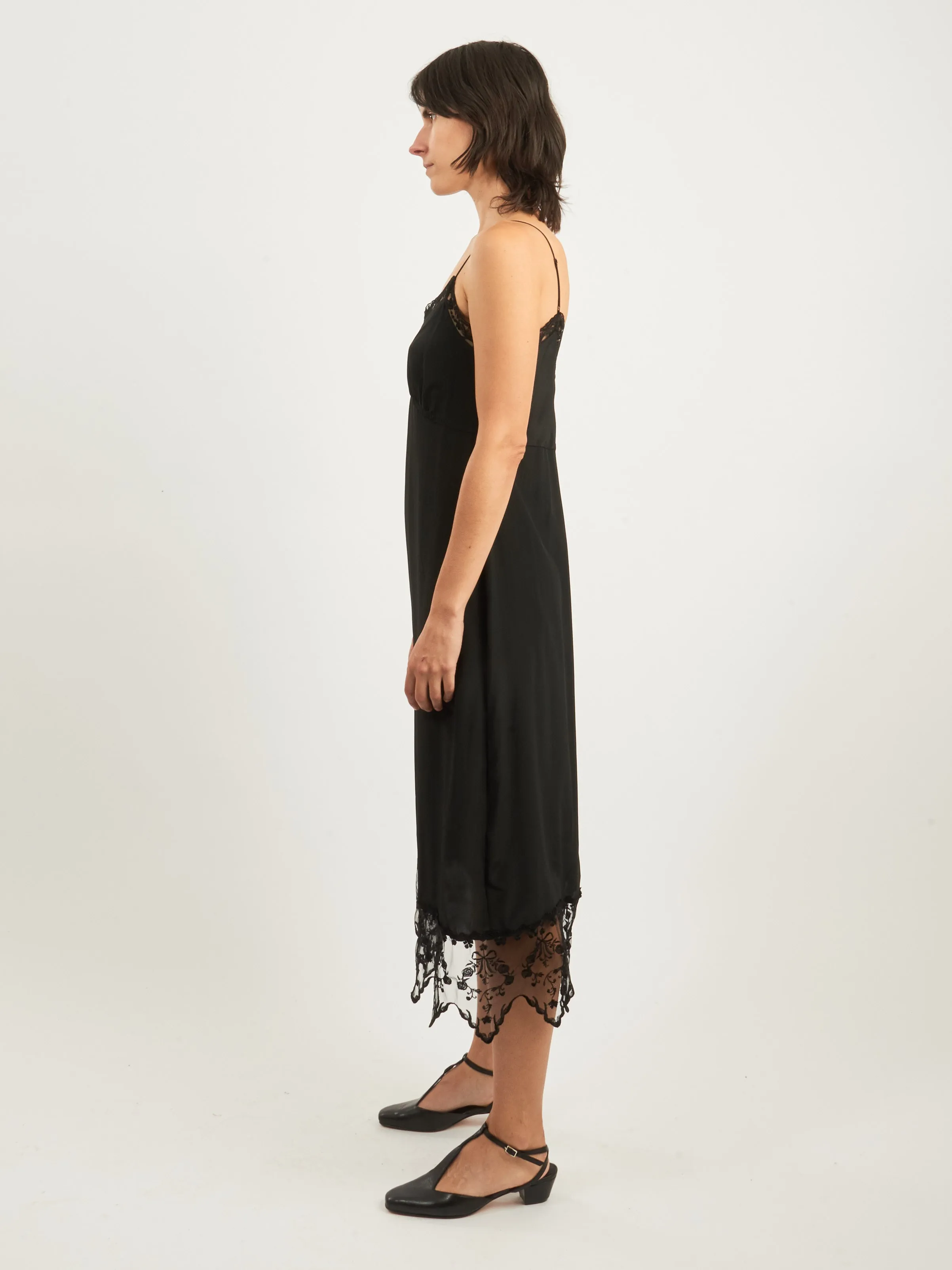 Black Slip Dress w/ Lace Trim