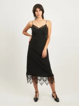Black Slip Dress w/ Lace Trim