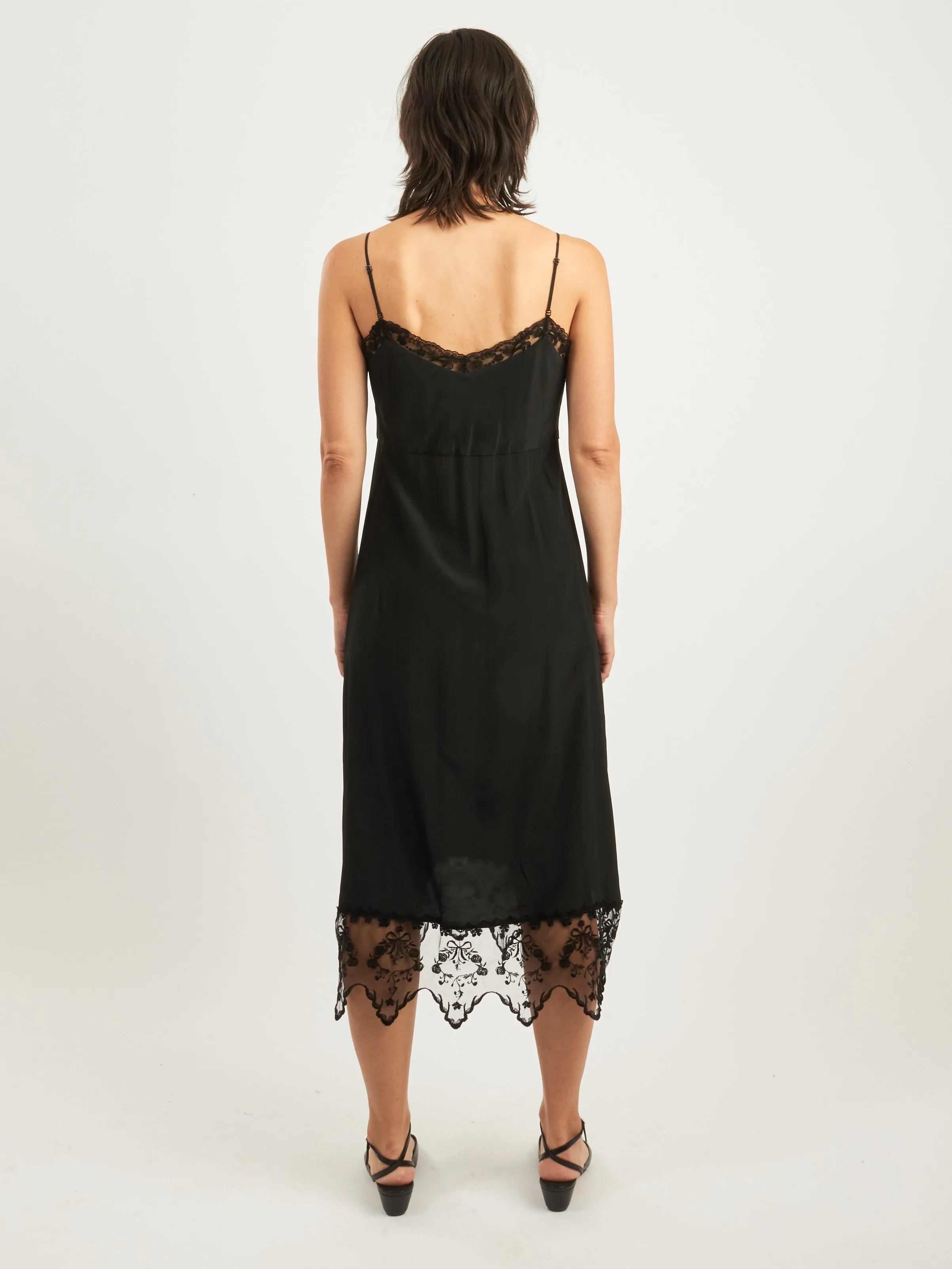 Black Slip Dress w/ Lace Trim