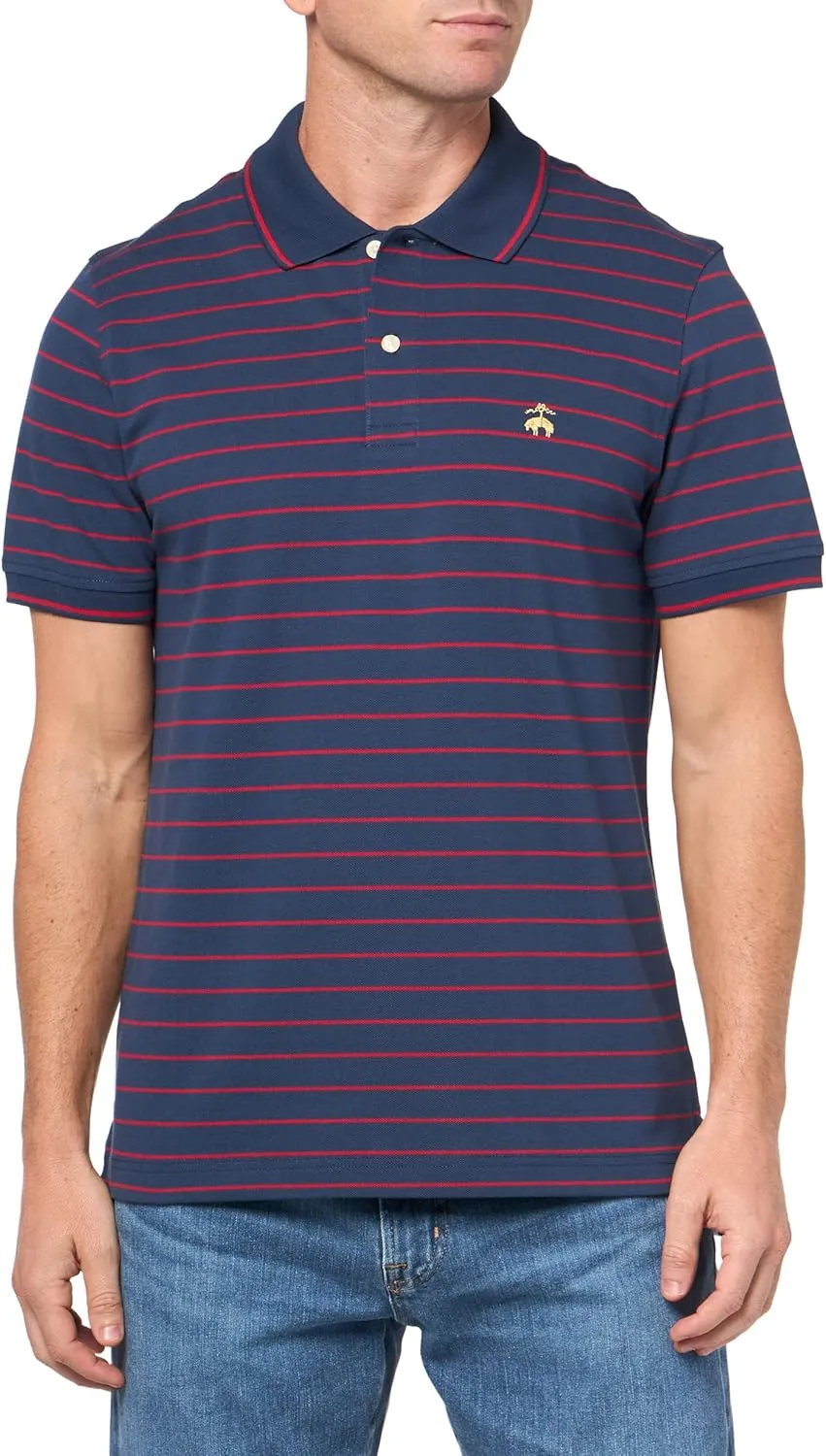 Brooks Brothers Men's Cotton Pique Stretch Logo Short Sleeve Polo Shirt