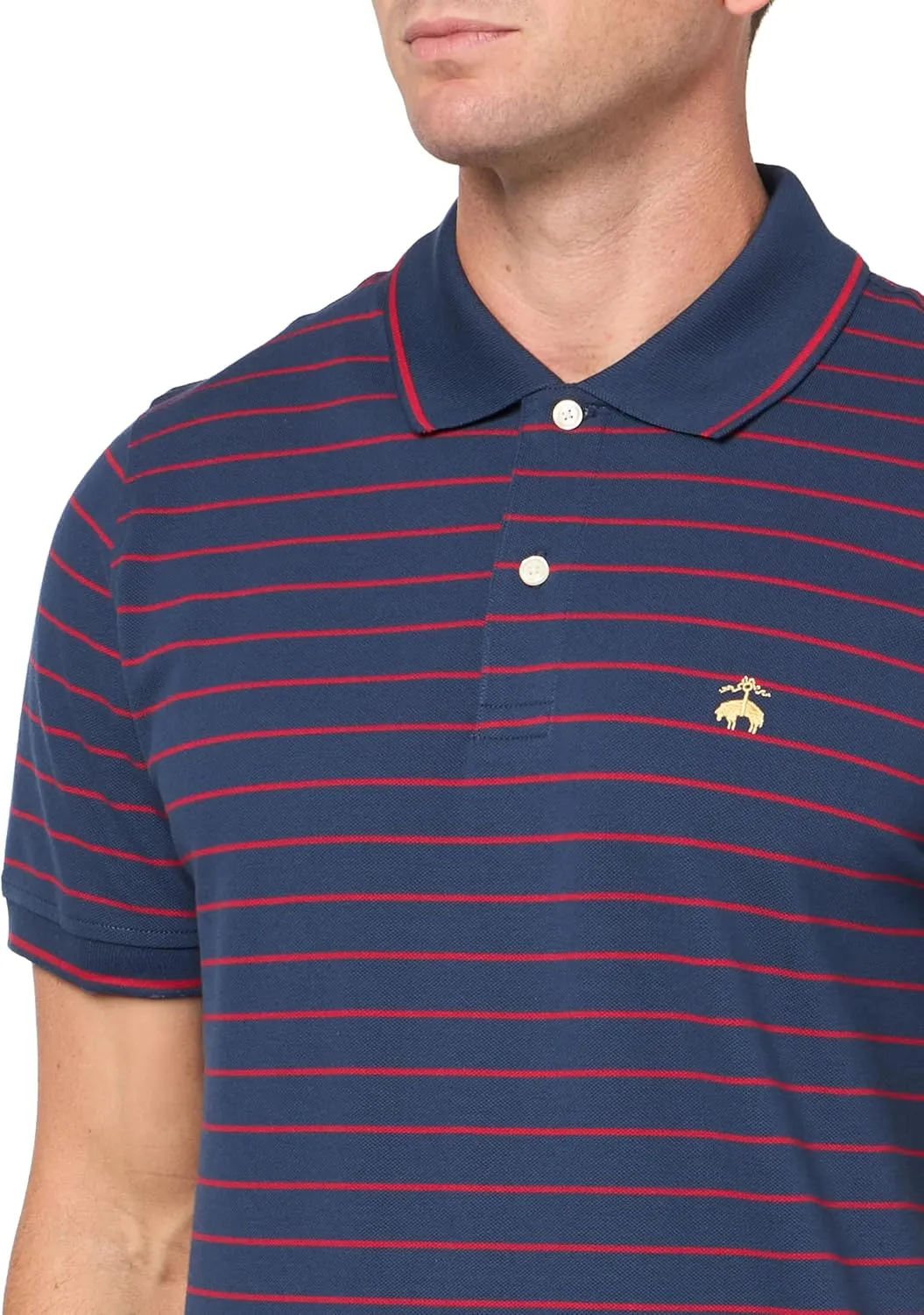 Brooks Brothers Men's Cotton Pique Stretch Logo Short Sleeve Polo Shirt