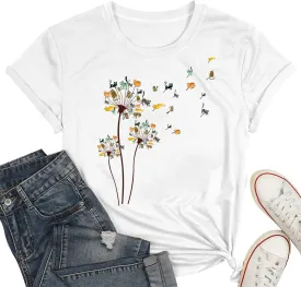Butterfly Shirts for Women Vintage Floral Tee Shirt Butterfly Graphic Tops Womens Vacation T-Shirt Nature Lover Tee