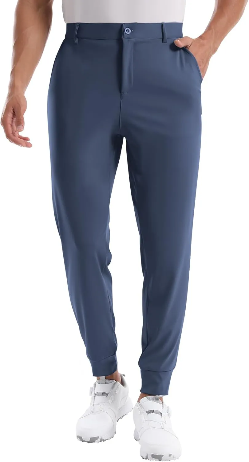 CANGHPGIN Mens Athletic Joggers with Zipper Pockets Lightweight Golf Pants Men Stretch Relaxed Fit Tapered Work Travel Pants
