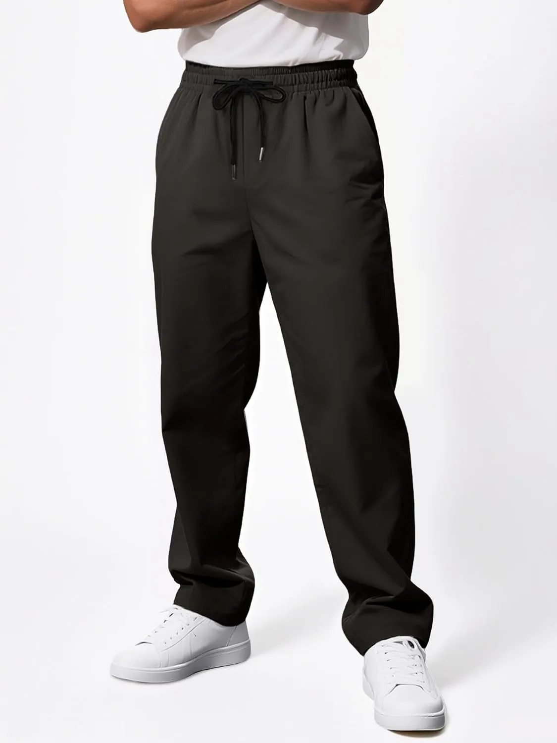 Comdecevis Mens Casual Pants Drawstring Joggers Sweatpants with Pockets Loose Fit Cargo Pants