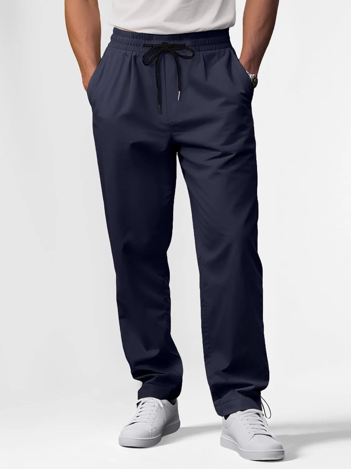 Comdecevis Mens Casual Pants Drawstring Joggers Sweatpants with Pockets Loose Fit Cargo Pants
