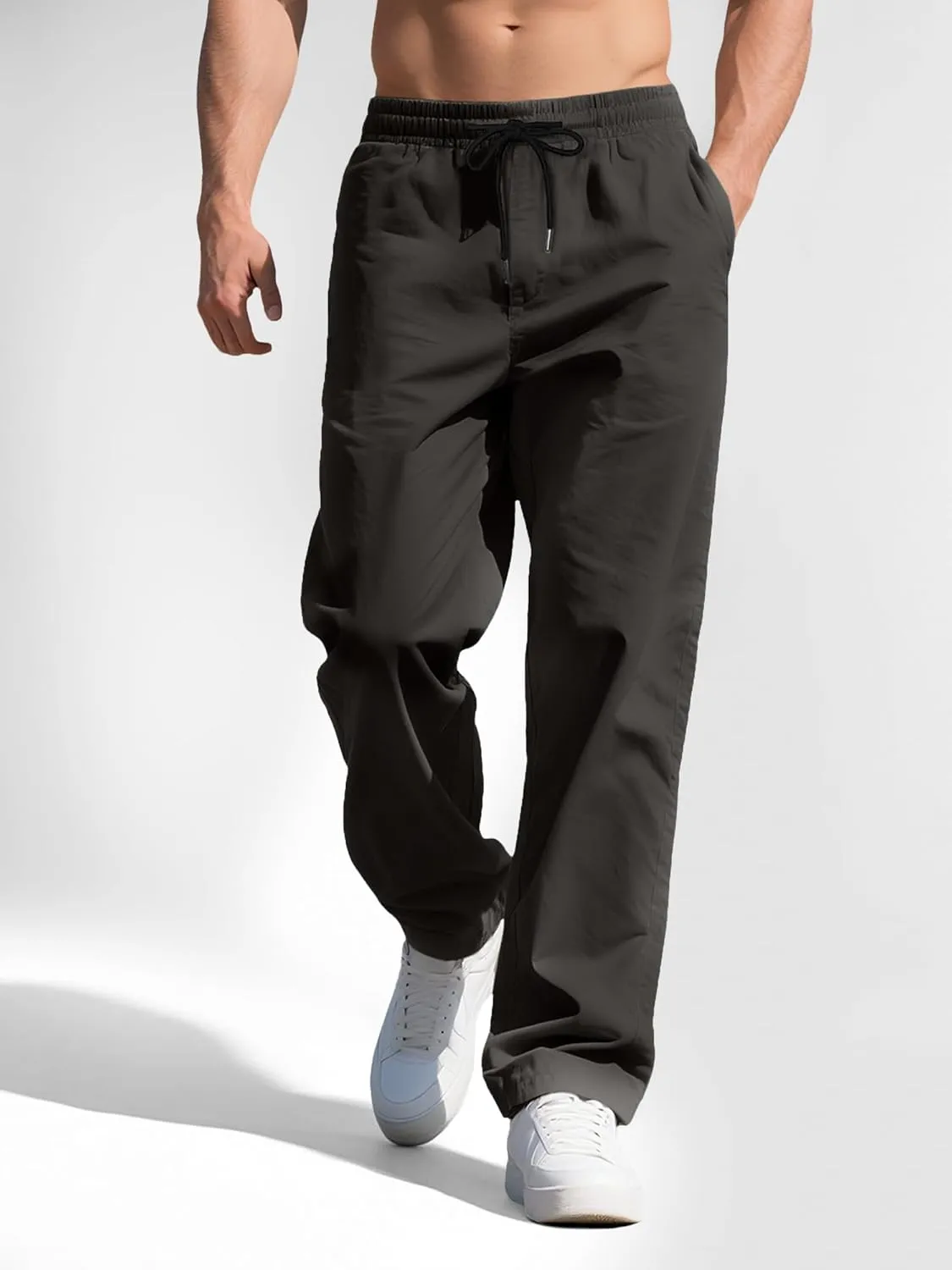 Comdecevis Mens Casual Pants Drawstring Joggers Sweatpants with Pockets Loose Fit Cargo Pants
