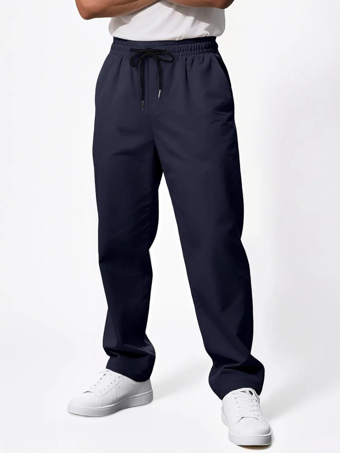 Comdecevis Mens Casual Pants Drawstring Joggers Sweatpants with Pockets Loose Fit Cargo Pants