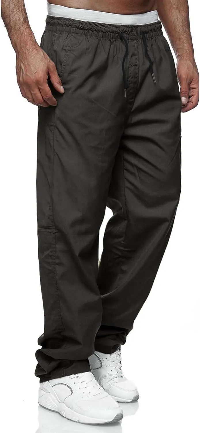 Comdecevis Mens Casual Pants Drawstring Joggers Sweatpants with Pockets Loose Fit Cargo Pants