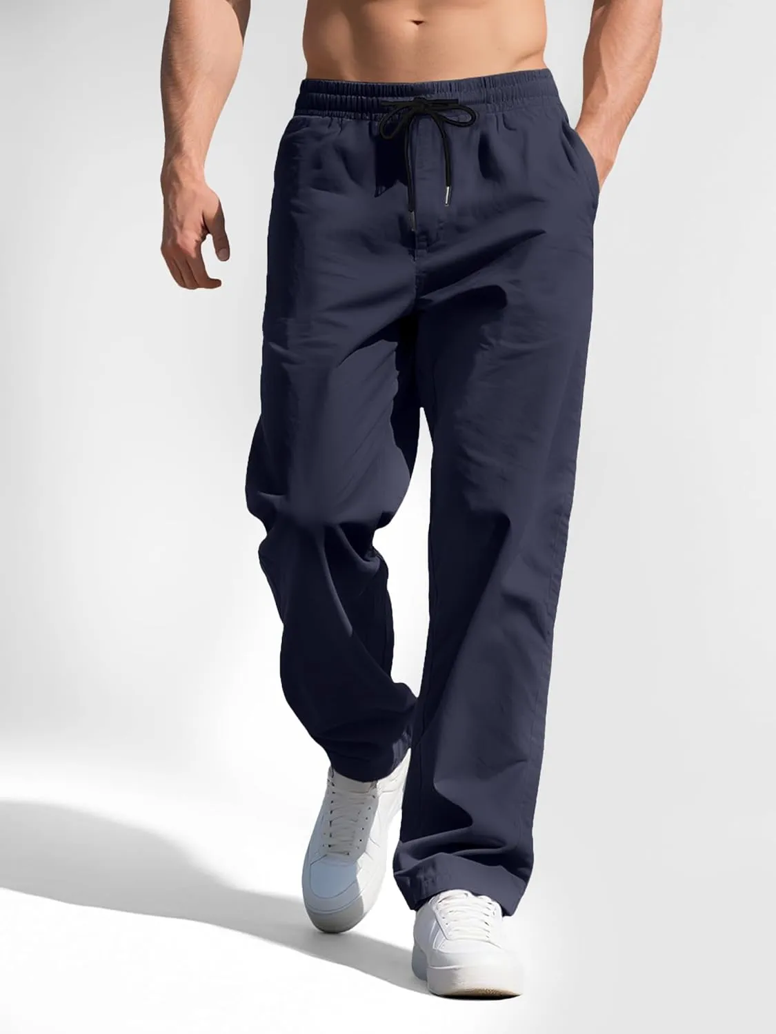 Comdecevis Mens Casual Pants Drawstring Joggers Sweatpants with Pockets Loose Fit Cargo Pants