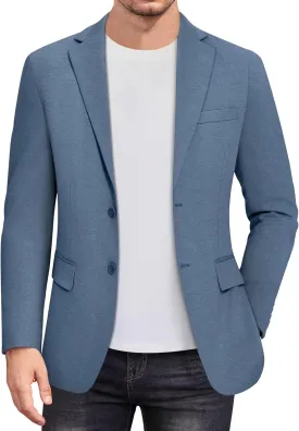 COOFANDY Men's Casual Knit Blazer Stretch Slim Fit Sport Coat Two Button Lightweight Suit Jackets