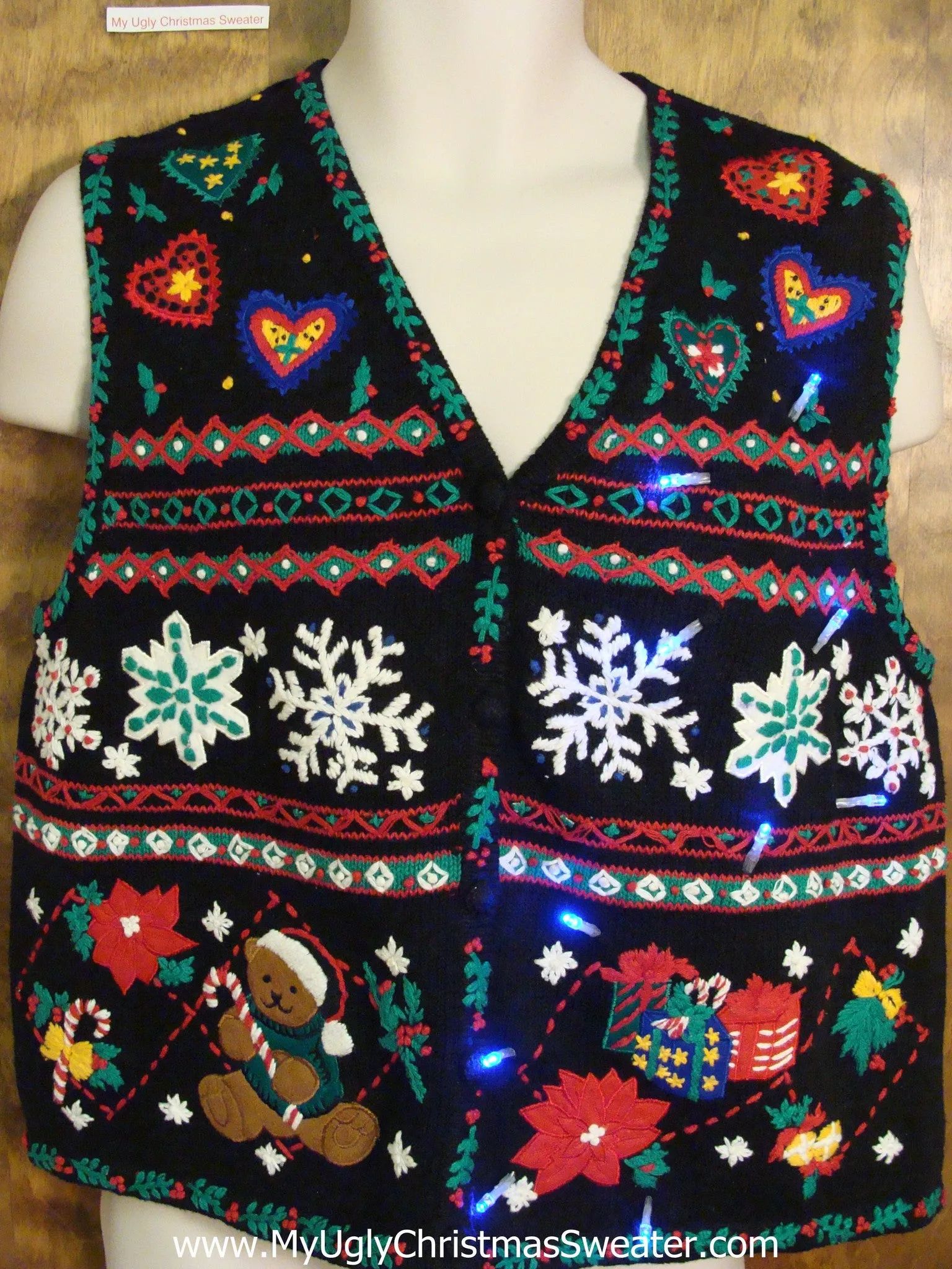 Cute TackyLight Up Ugly Xmas Sweater Vest