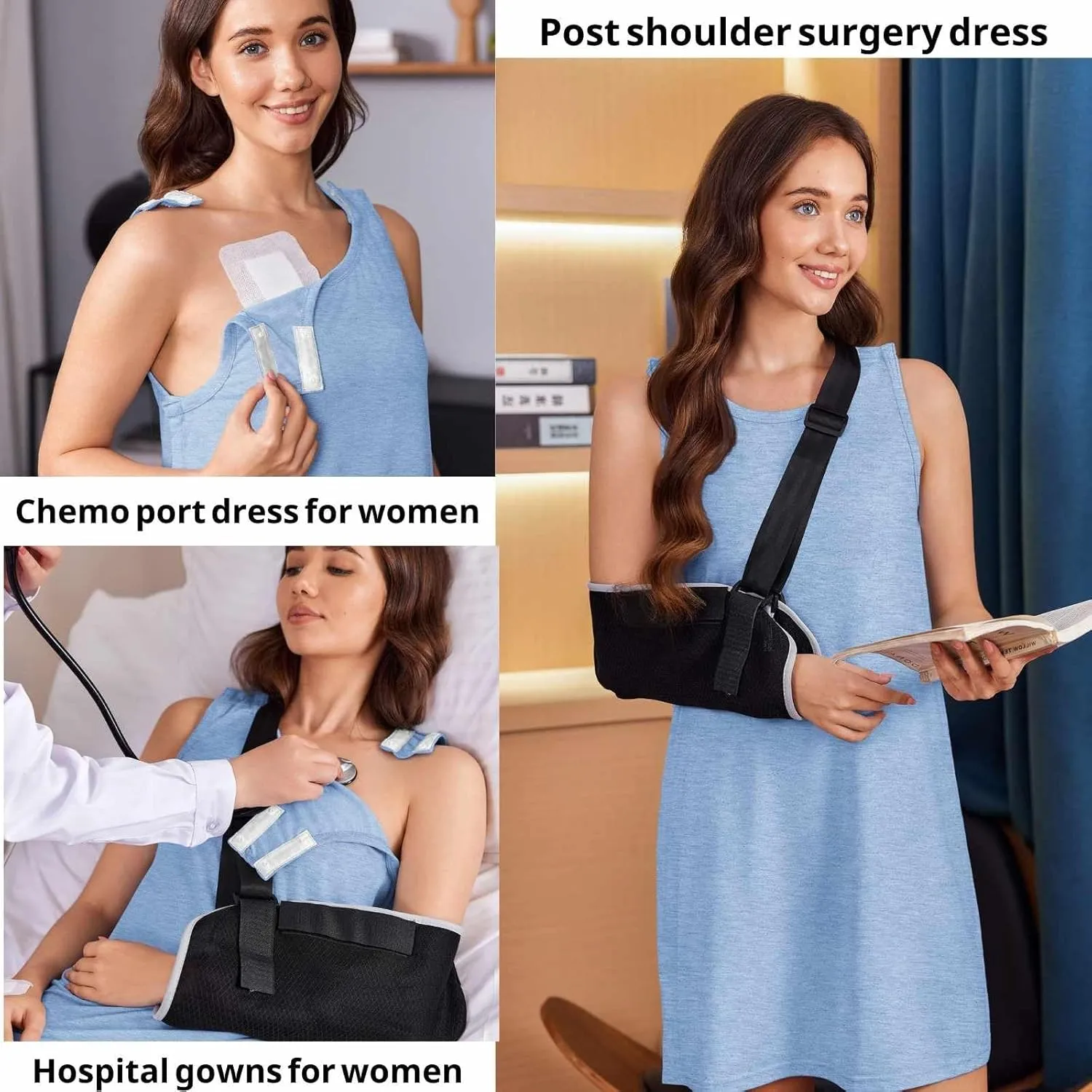 Deyeek Women's Post Shoulder Surgery Dress Full Tear Away Sleeveless Tank Dress After Rotator Cuff Adaptive Clothing
