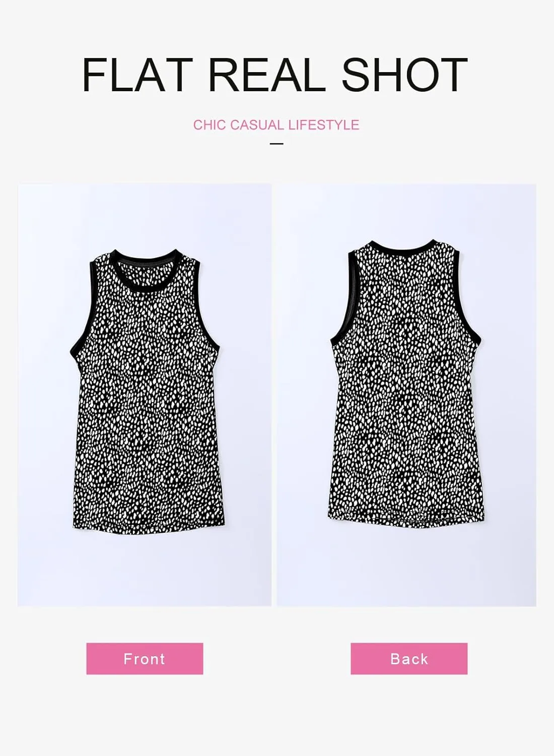 Dokotoo Womens Leopard Print Tank Tops Crewneck Sleeveless Summer Casual T-Shirts Blouses