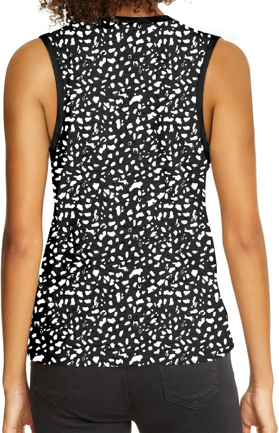 Dokotoo Womens Leopard Print Tank Tops Crewneck Sleeveless Summer Casual T-Shirts Blouses