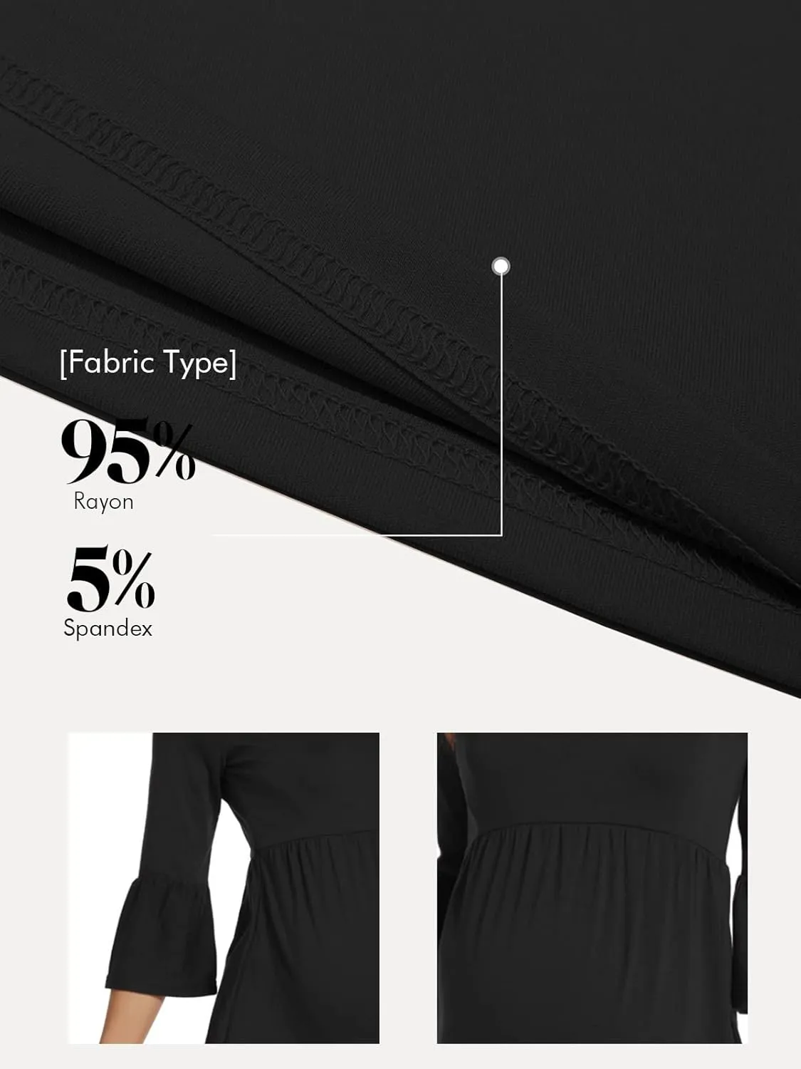 Ecavus Womens Casual Maternity Tops Striped Peplum 3/4 Ruffle Sleeve Shirt Ultra Soft Pregnancy Clothing