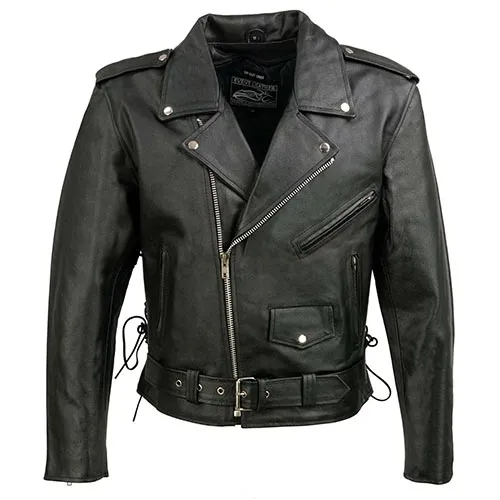 Event Leather EL5411 Men's Black Classic Side Lace Motorcycle Leather