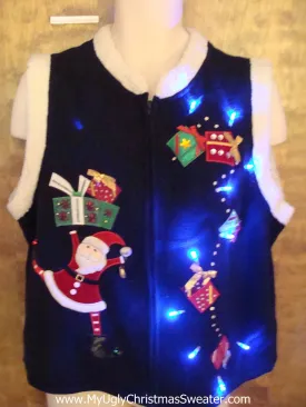 Funny Santa with Gifts Light Up Ugly Xmas Sweater Vest