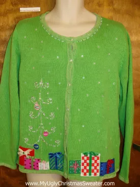 Lime Green Horrible Ugly Christmas Sweater Cardigan