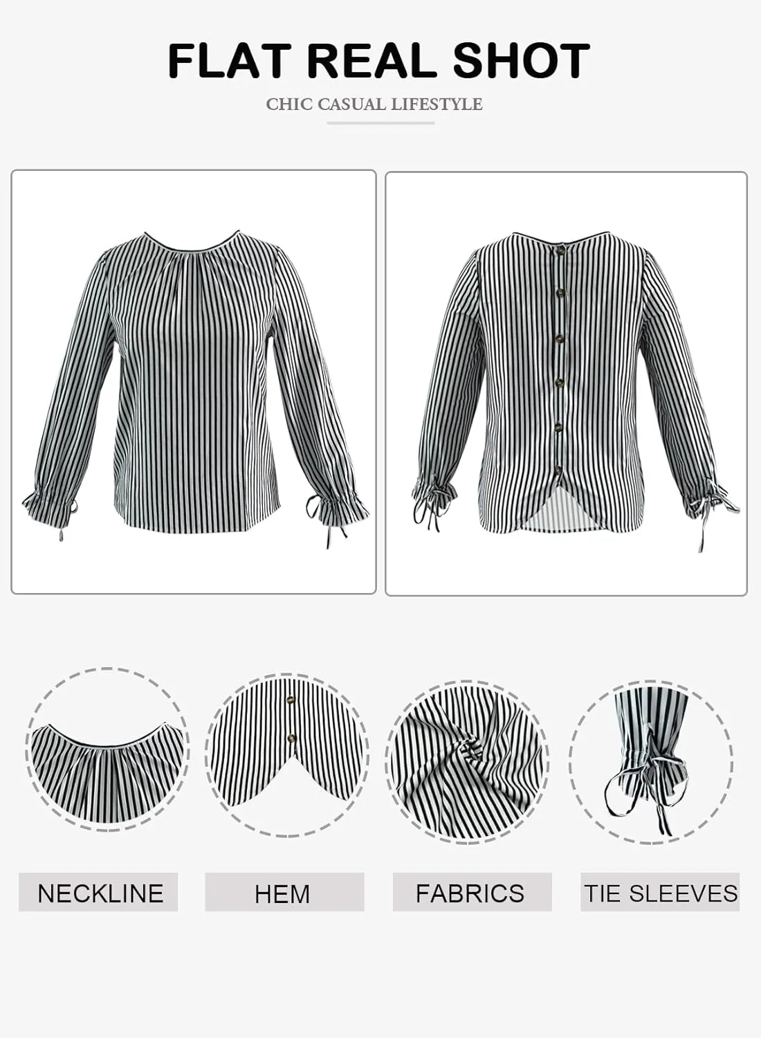 LOLONG Womens Tops 2024 Fall Long Sleeve Crew Neck Print Work Chiffon Blouses Dressy Casual with Back Button Closure