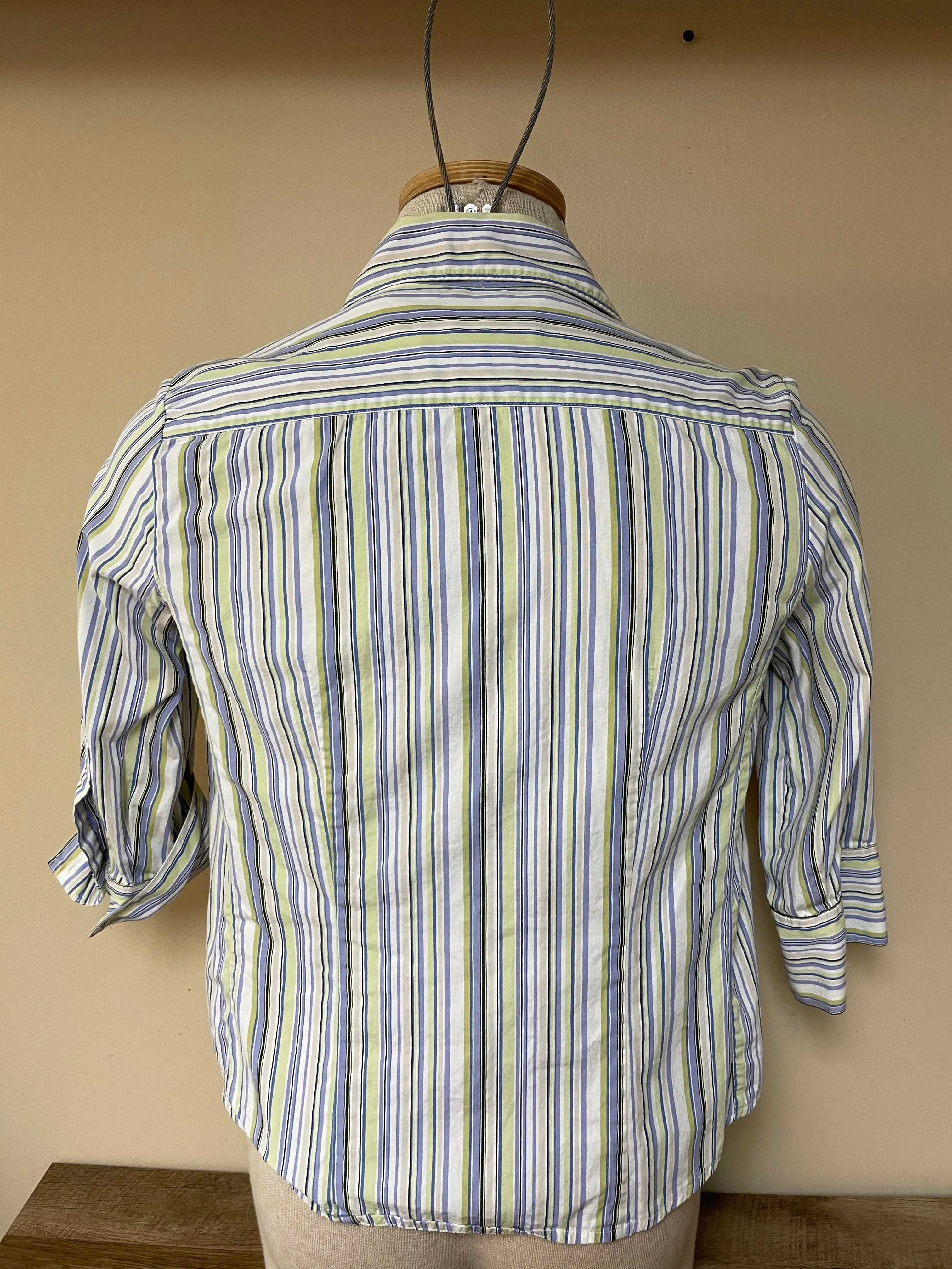 <€€* Vintage First Issue Liz Claiborne Womens Juniors Stripe Top Blouse Petite Medium