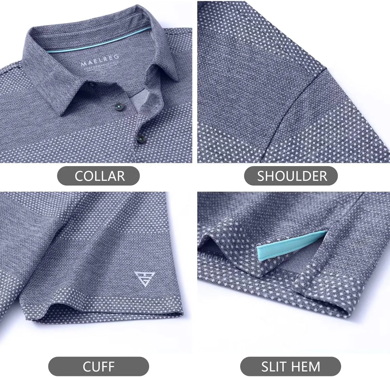 M MAELREG Golf Shirts for Men Heather Jacquard Performance Lightweight Moisture Wicking Active Casual Mens Polo Shirts