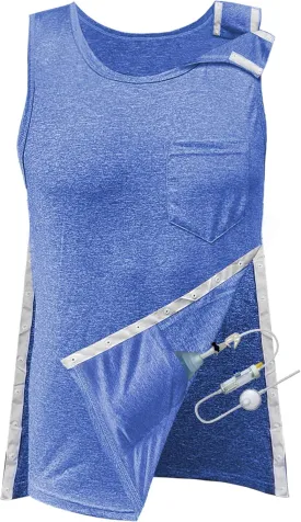 Mastectomy Recovery Tank Top with Drain Pockets Unisex Post Shoulder Surgery Shirts Full Snap Rotator Cuff Recovery Clothing