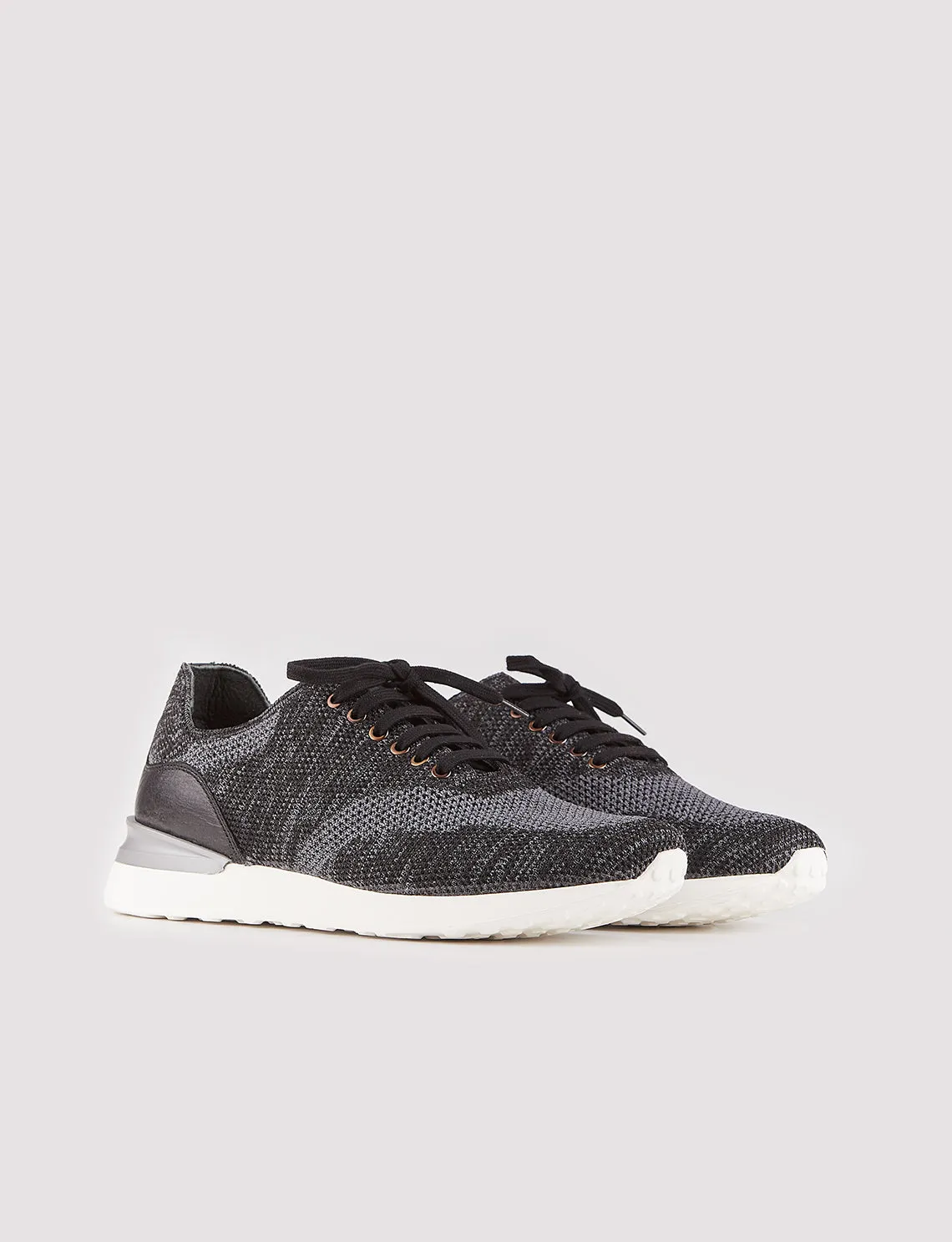 Men Dark Gray Lace Up Knit Sneakers