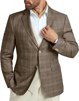 Mens Blazer Slim Fit Stripes Plaid Casual Suit Jacket for Men Two Buttons Business Lapel Sport Coats