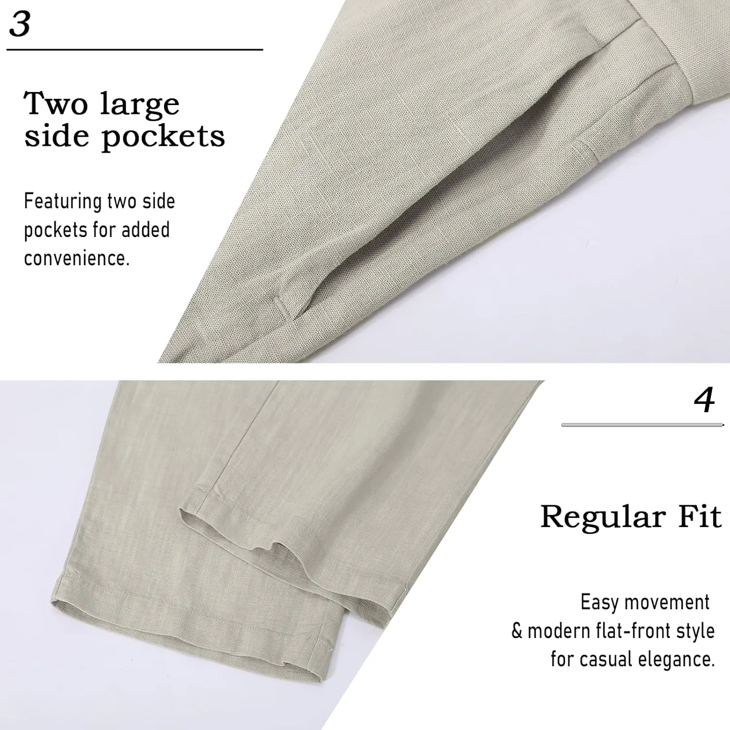 Mens Casual Loose Fit Pants Stretch Work Golf Pants Lightweight Summer Beach Yoga Trousers