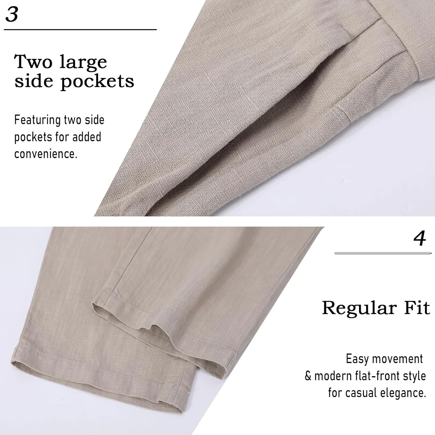 Mens Casual Loose Fit Pants Stretch Work Golf Pants Lightweight Summer Beach Yoga Trousers