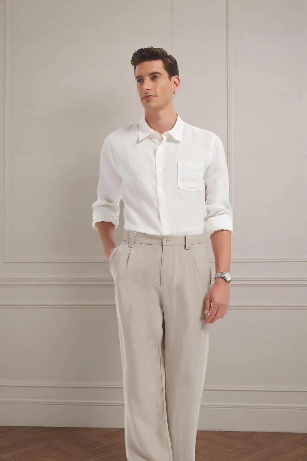 Mens Casual Loose Fit Pants Stretch Work Golf Pants Lightweight Summer Beach Yoga Trousers