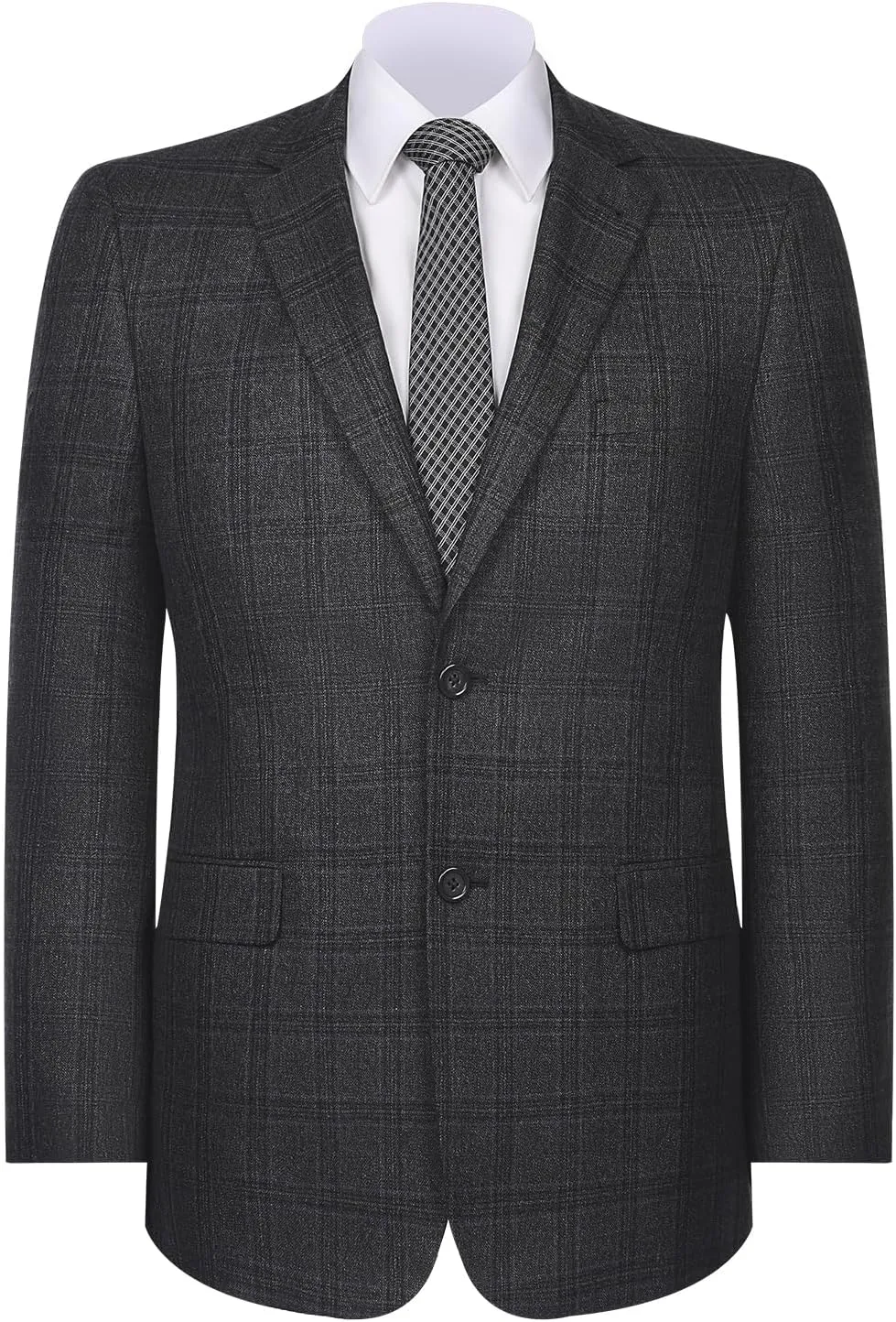 P&L Men's Blazer Plaid Sport Coat Classic Fit Button Notch Lapel Suit Jacket
