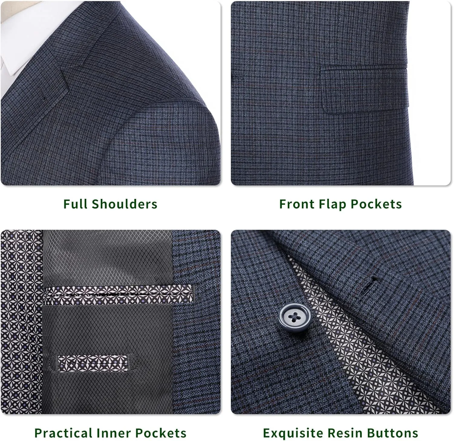 P&L Men's Blazer Plaid Sport Coat Classic Fit Button Notch Lapel Suit Jacket