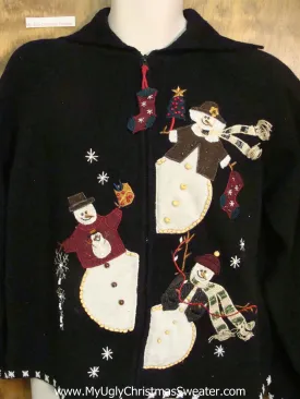 Peaking Snowmen Horrible Ugly Christmas Sweater