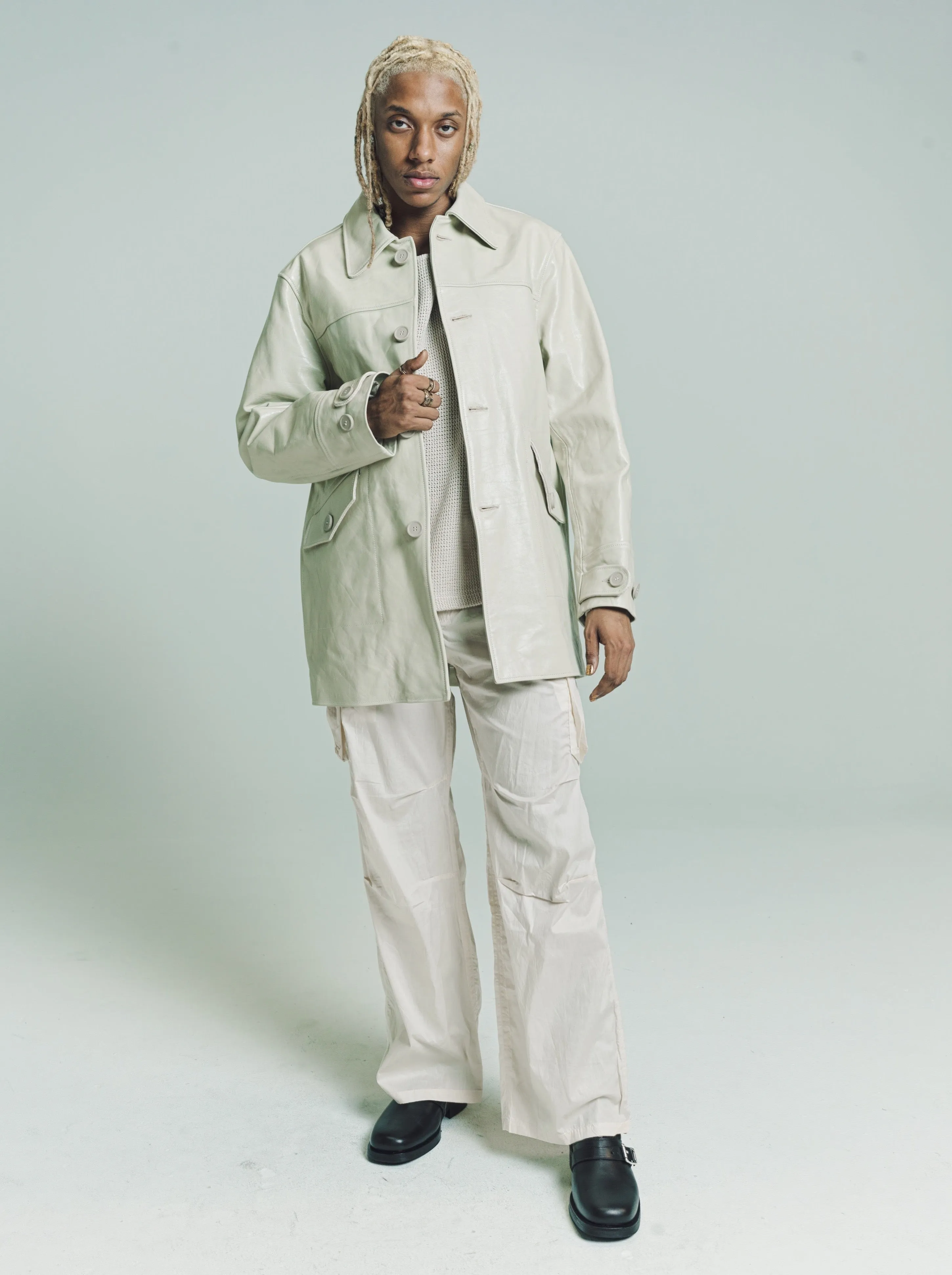 Pearl Beige Cotton Chinz Mount Trouser