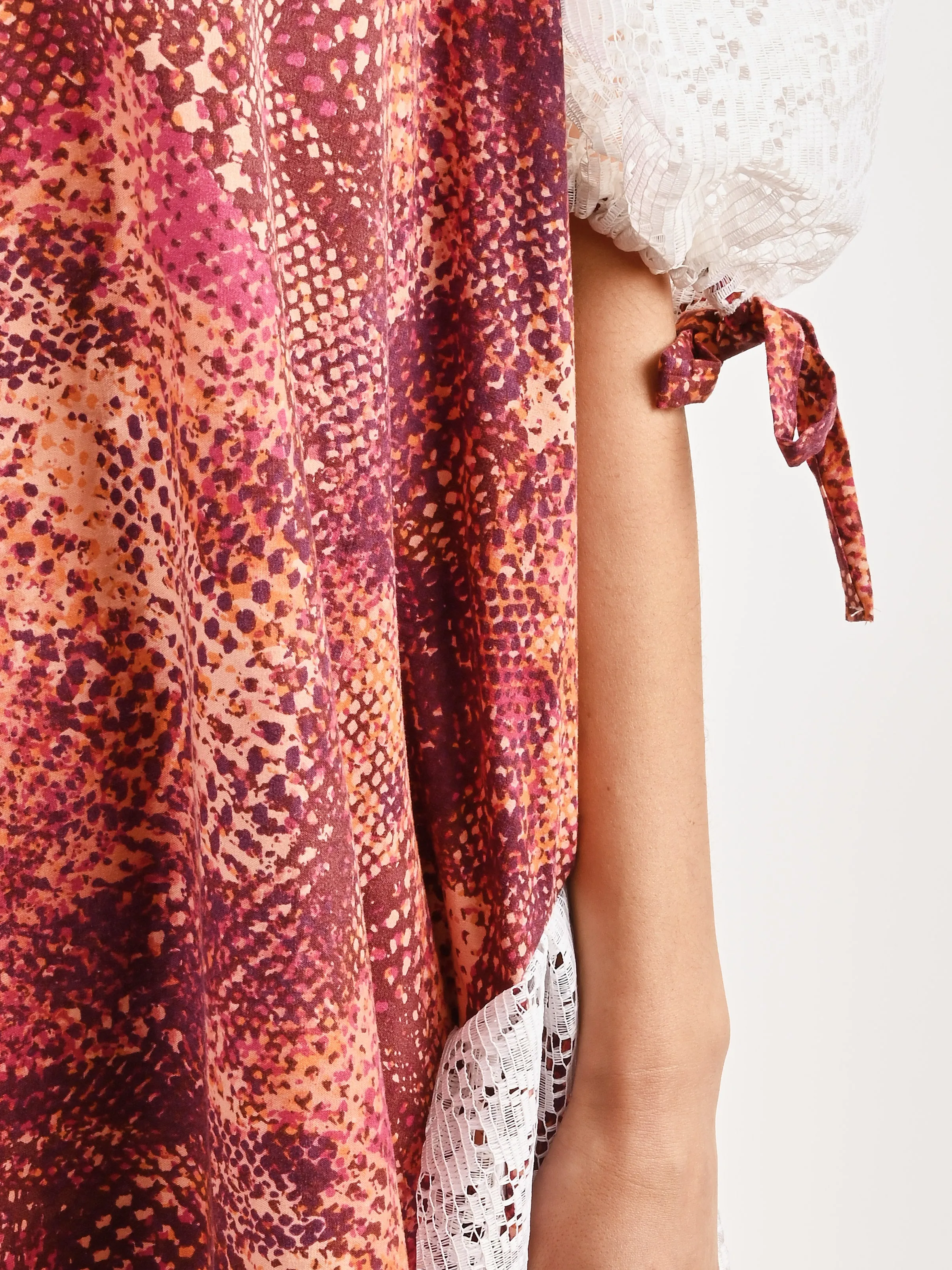 Pink Dress W/White Lace