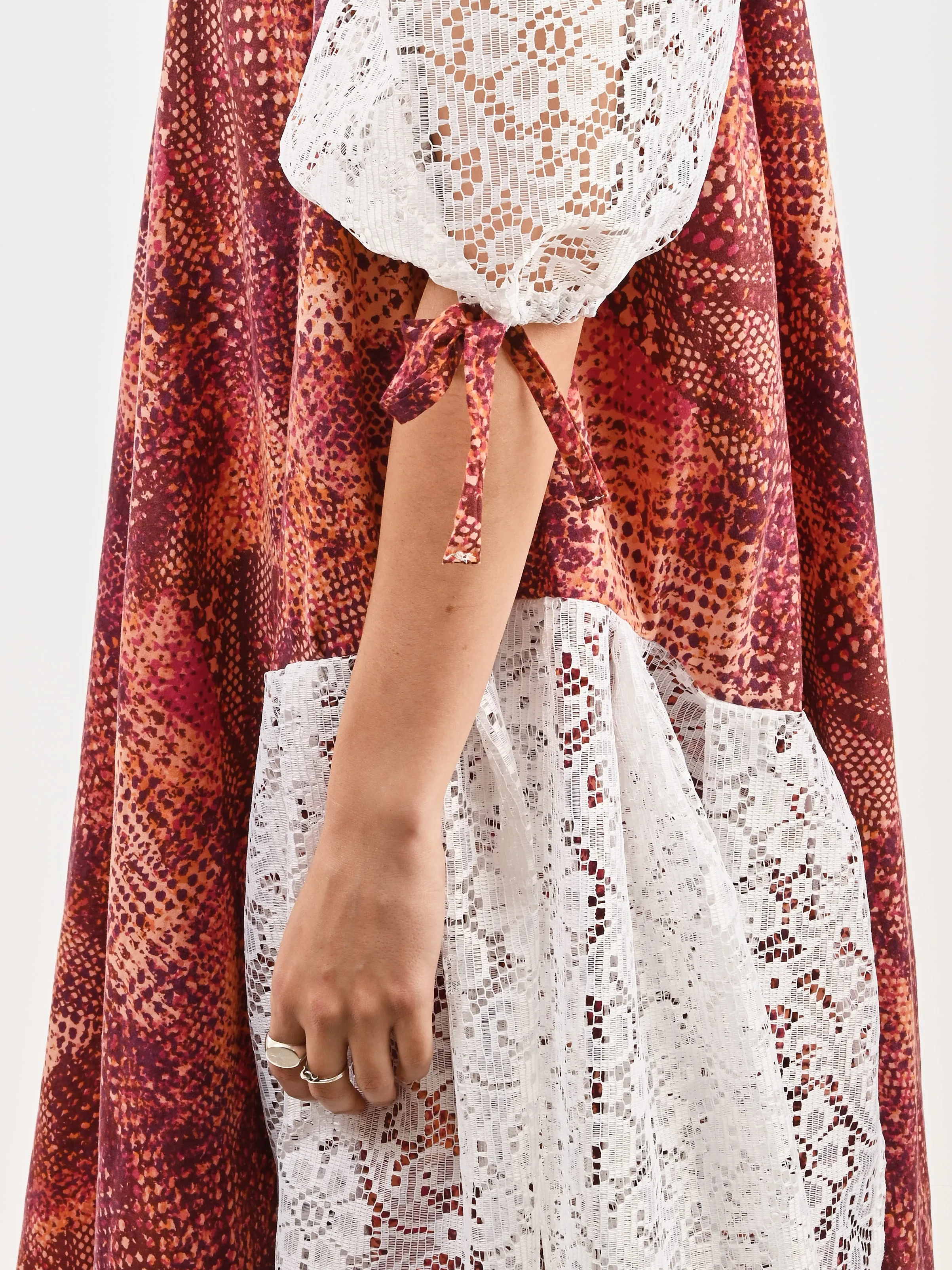 Pink Dress W/White Lace