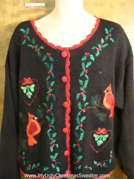 Red Cardinals 80s Tacky Bad Christmas Sweater