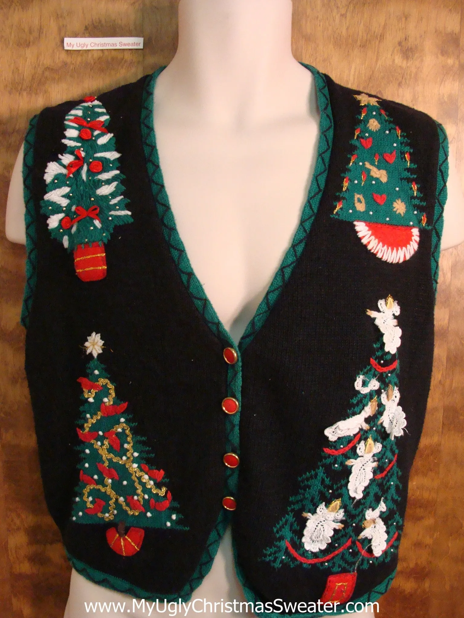 Ridiculous Trees Tacky Bad Christmas Sweater Vest