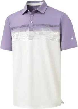 Rouen Polo Shirts for Men Quick Dry Regular Fit Casual Color Block Chest Print Active Short Sleeve Collared Mens Golf Shirt