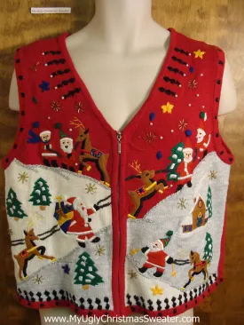 Santa and Reindeer 2sided Ugliest Christmas Sweater Vest