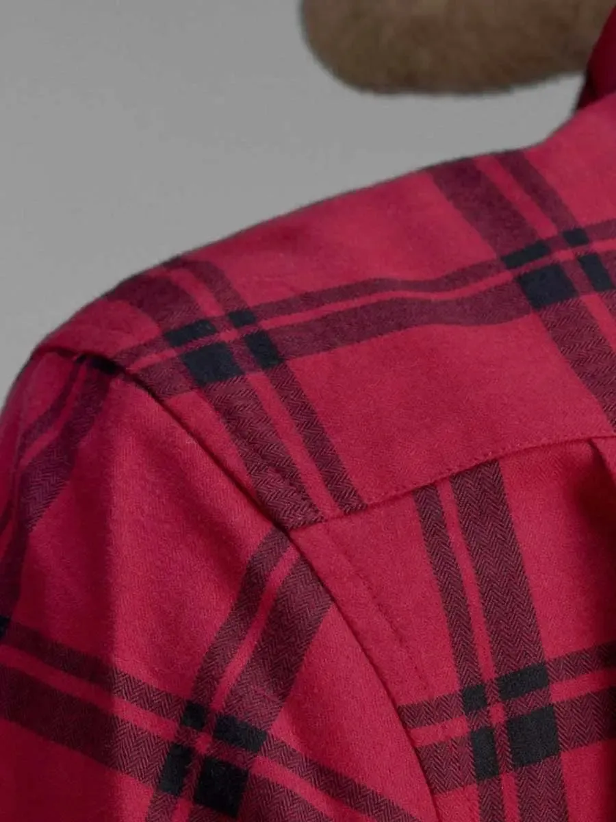 SEELAND Highseat Shirt - Mens 100% Cotton - Hunter Red Check
