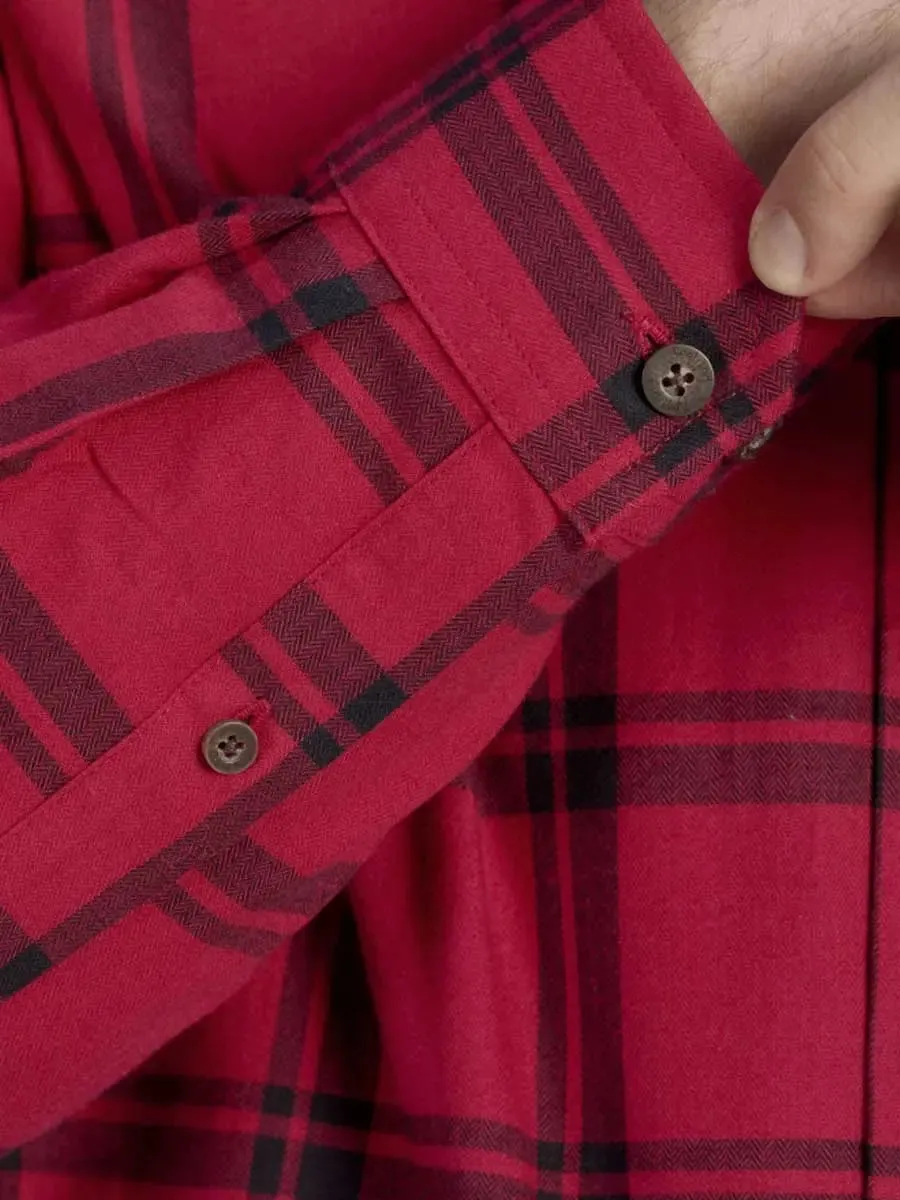 SEELAND Highseat Shirt - Mens 100% Cotton - Hunter Red Check