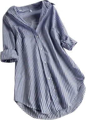 Summer Tops for Women Plus Size Boho Tops Rolled 3/4 Length Sleeve Loose Fit Blouse Vintage Tees Linen Womens Clothing