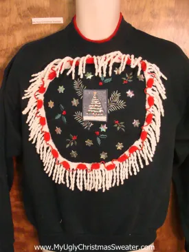 Tacky Tree with PomPom Fringe Funny Novelty Christmas Sweatshirt