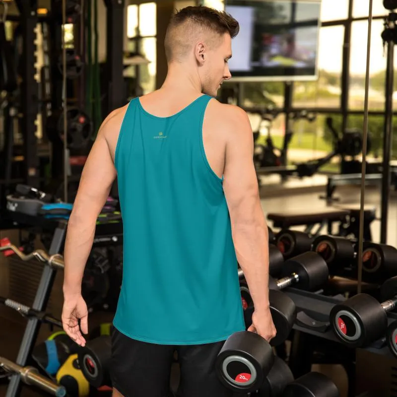Teal Blue Men's Tank Top, Solid Color Print Premium Gay Friendly Unisex Tank Top - Made in USA/EU
