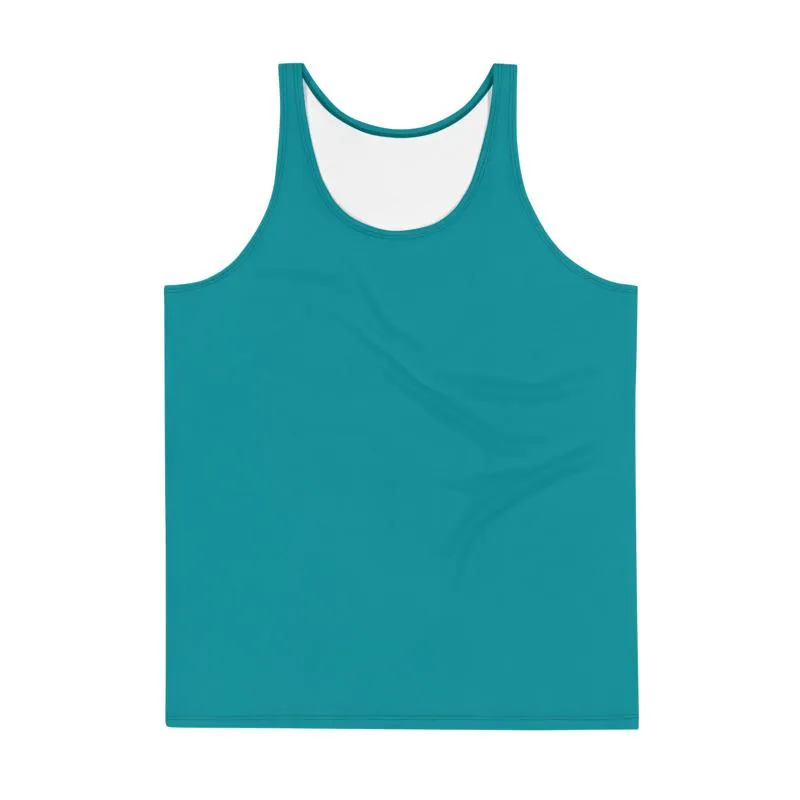 Teal Blue Men's Tank Top, Solid Color Print Premium Gay Friendly Unisex Tank Top - Made in USA/EU
