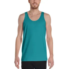 Teal Blue Men's Tank Top, Solid Color Print Premium Gay Friendly Unisex Tank Top - Made in USA/EU