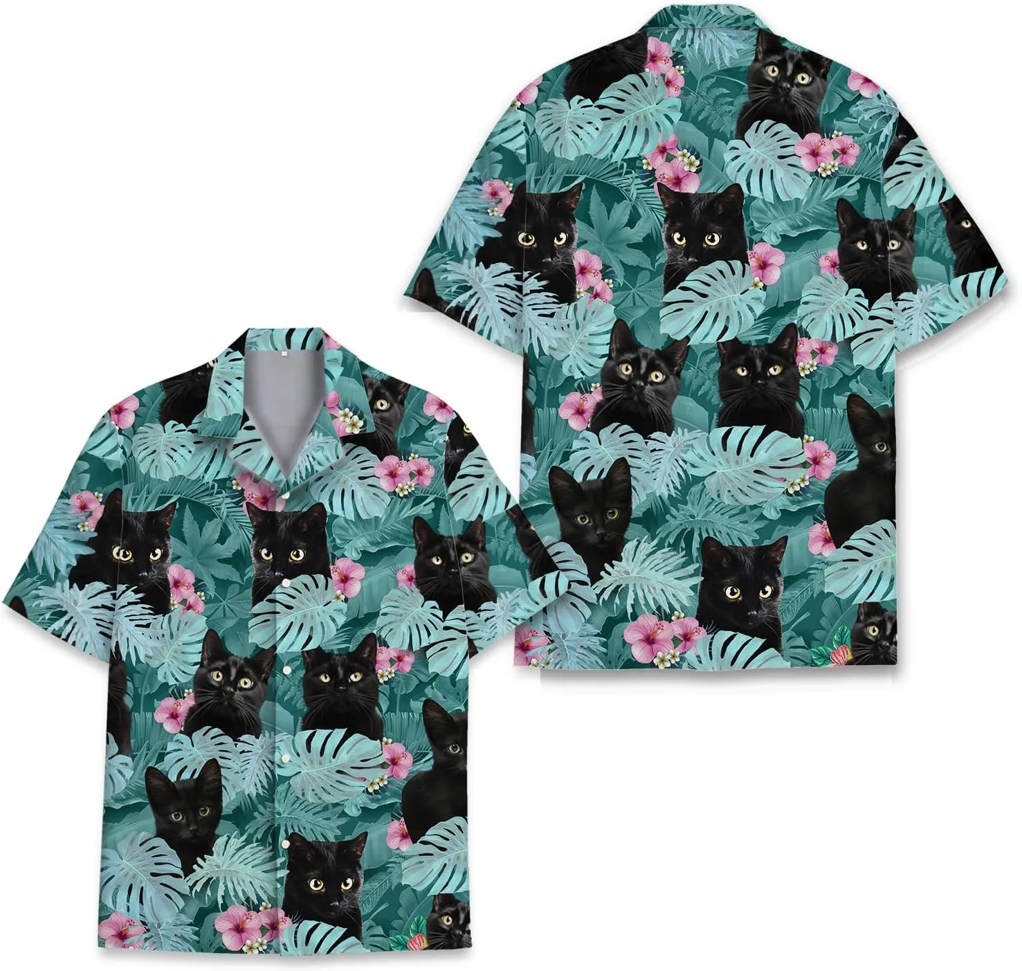 Tropical Bigfoot Hawaiian Shirts for Men Women, Bigfoot Sasquatch Summer Beach Aloha Button Down Short Sleeve